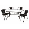 Zahradní set, 4 židle a skleněný stůl, polyratan, hnědý