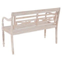 DIVERO 2-místná zahradní lavice - 119 cm, teak, bílá shabby