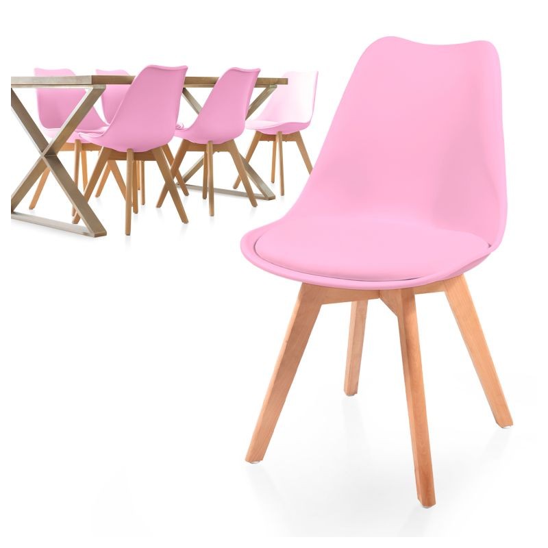 MIADOMODO Sada jídelních židlí, růžová, 6 kusů