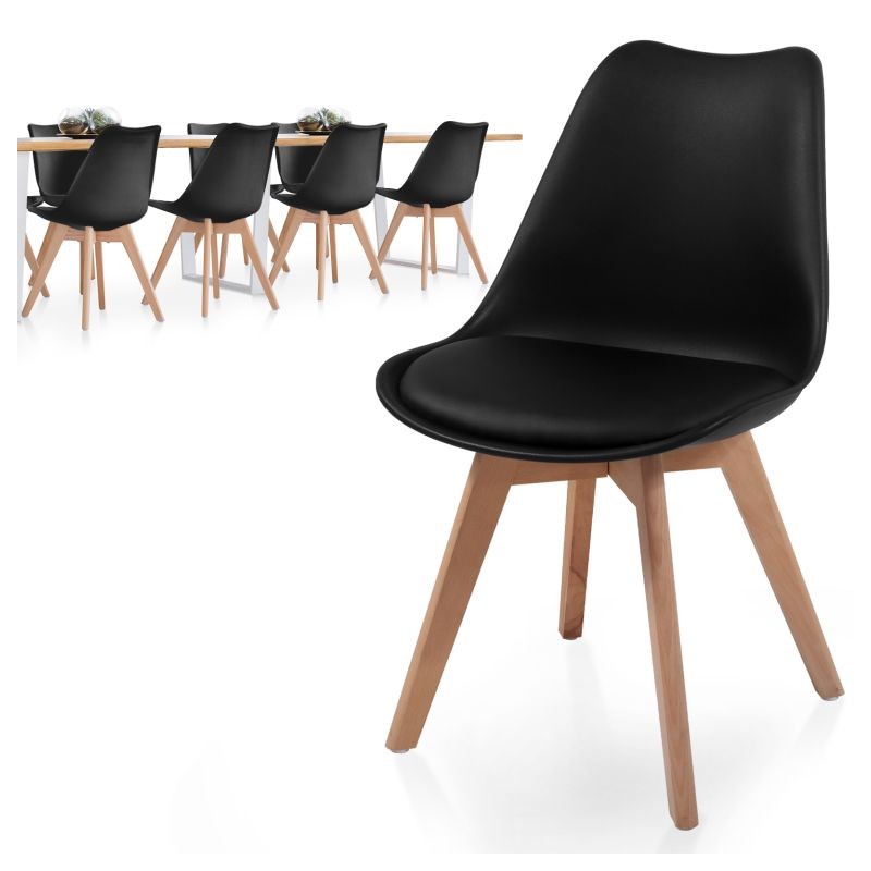 MIADOMODO Sada jídelních židlí, černá, 8 kusů