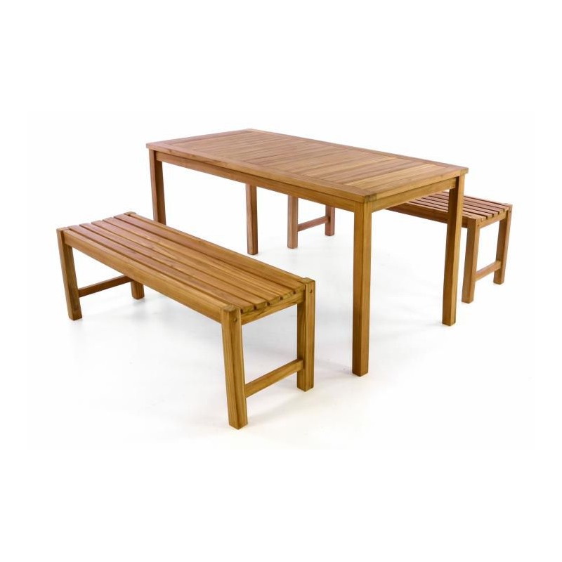 Zahradní set lavic a stolu DIVERO -  ošetřené týkové dřevo - 150 cm
