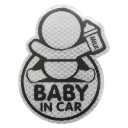Samolepka reflexní Baby in car, stříbrná