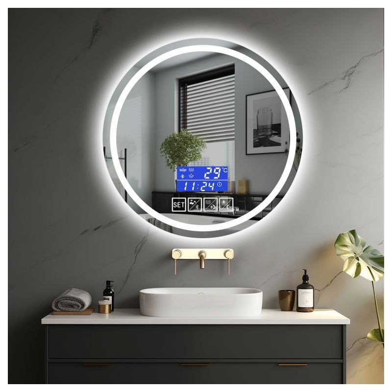IREDA Koupelnové zrcadlo s osvětlením, 70cm, reproduktor