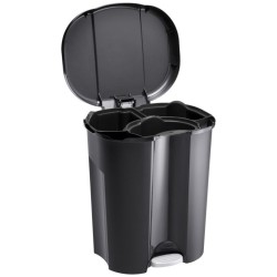 TRIO Odpadkový koš, 2 x 15 L + 1 x 10 L, plast, černý/šedý