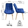 MIADOMODO Sada prošívaných jídelních židlí, modrá 6 ks