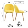 Miadomodo Sada jídelních židlí sametové, žlutá, 2 ks